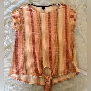 Striped Tie-Front Top